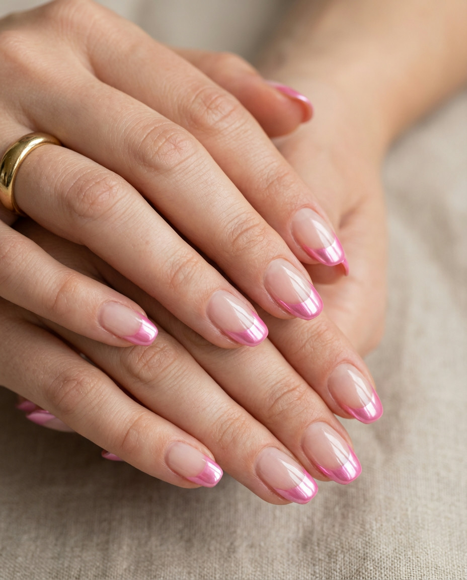 Glitter Dust Pink Chrome Stiletto