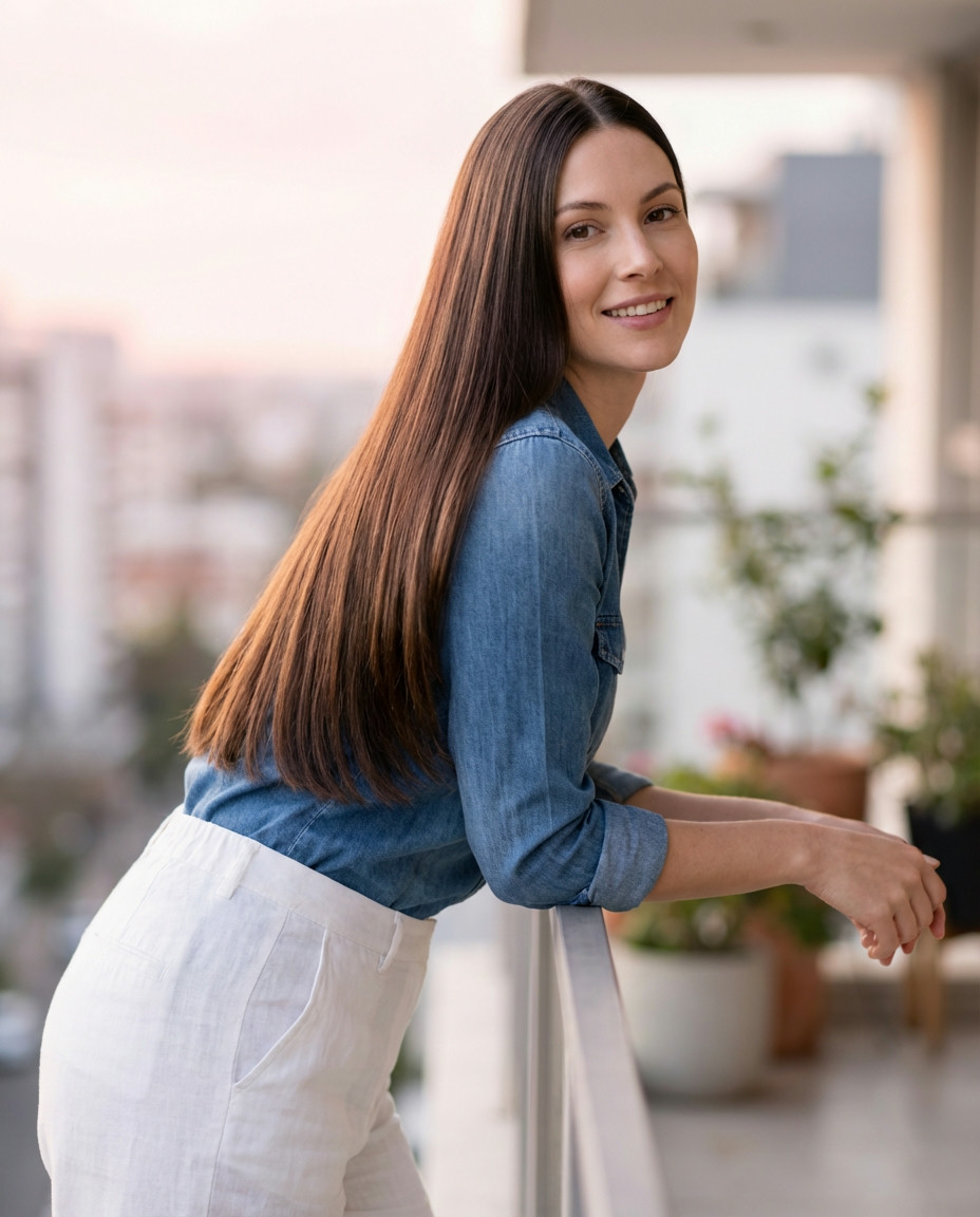 Super Straight Hair with Feathered Layers