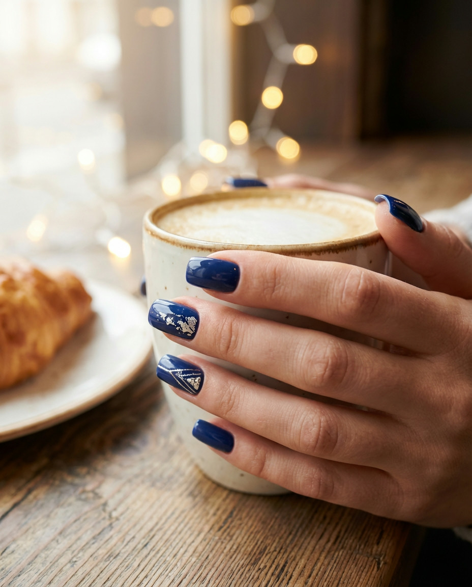 Minimalist White Outline Square Nails