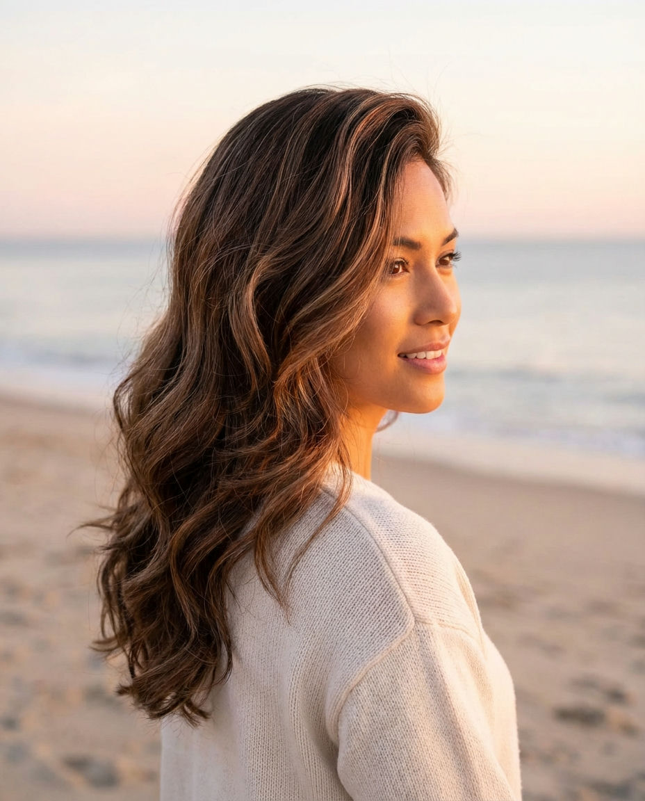 Fine Babylights Illuminating Wavy Brunette Hairstyles