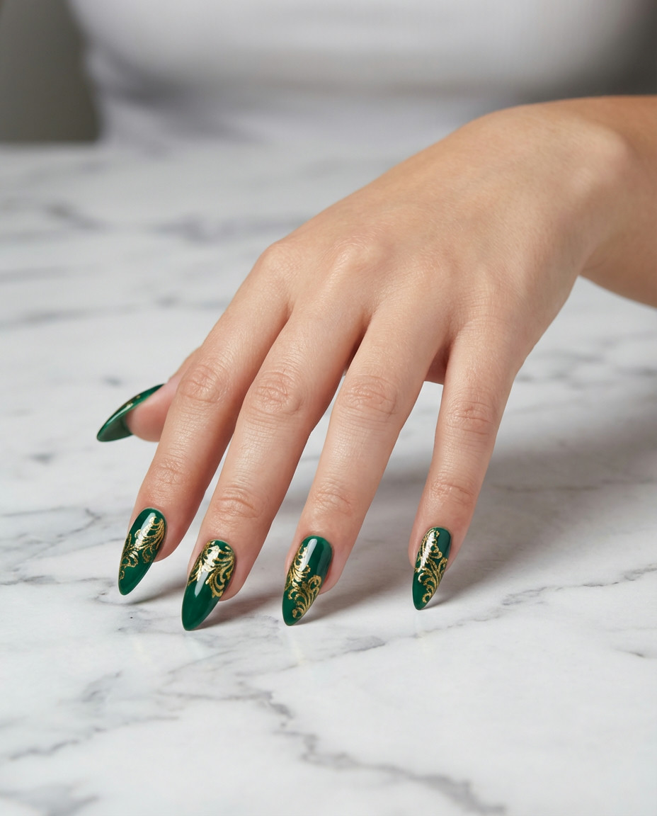 Glitter Striped Long Squoval