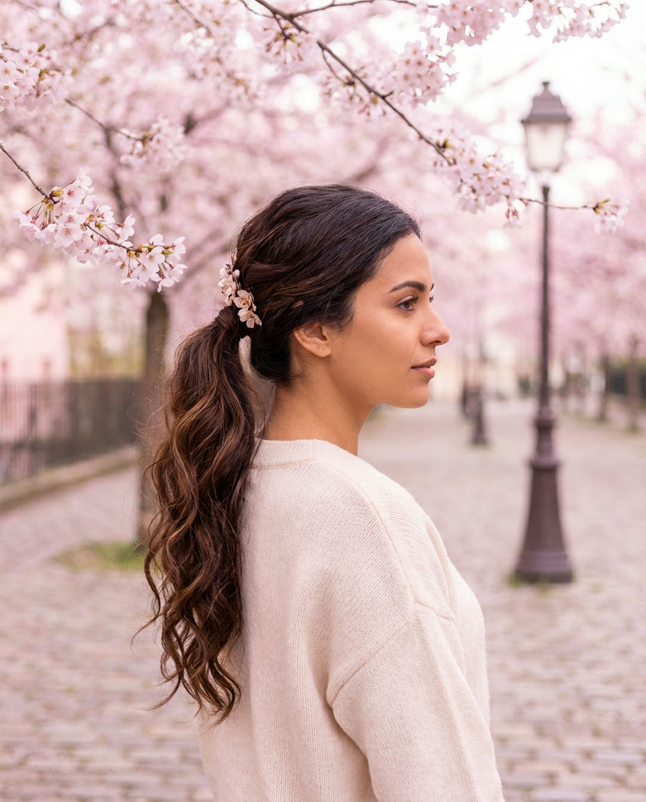 The Polished-Low-Ponytail-for-a-Minimalist-Look