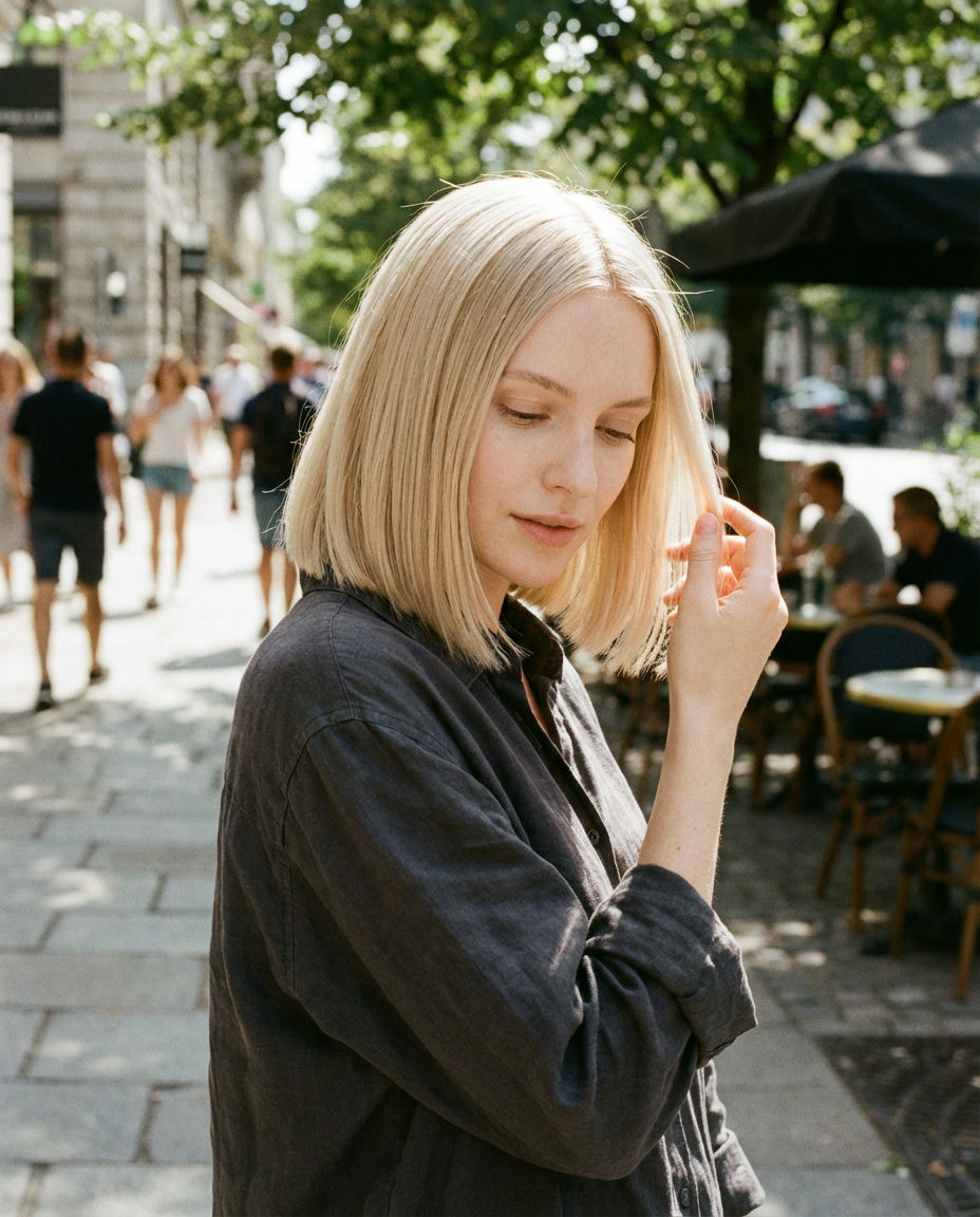 Layered Lob with Face-Framing Highlights