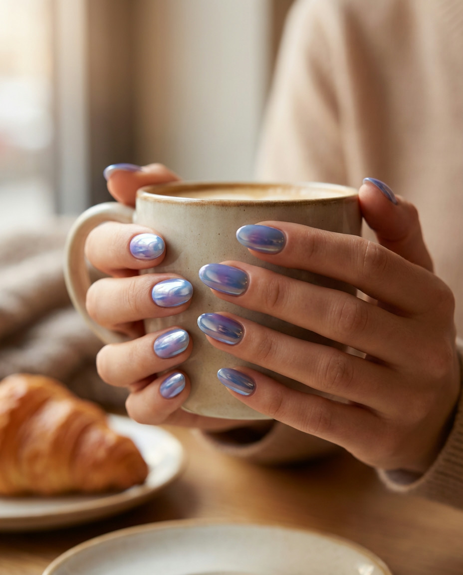 Forest Green Aura Nails with Matte Finish