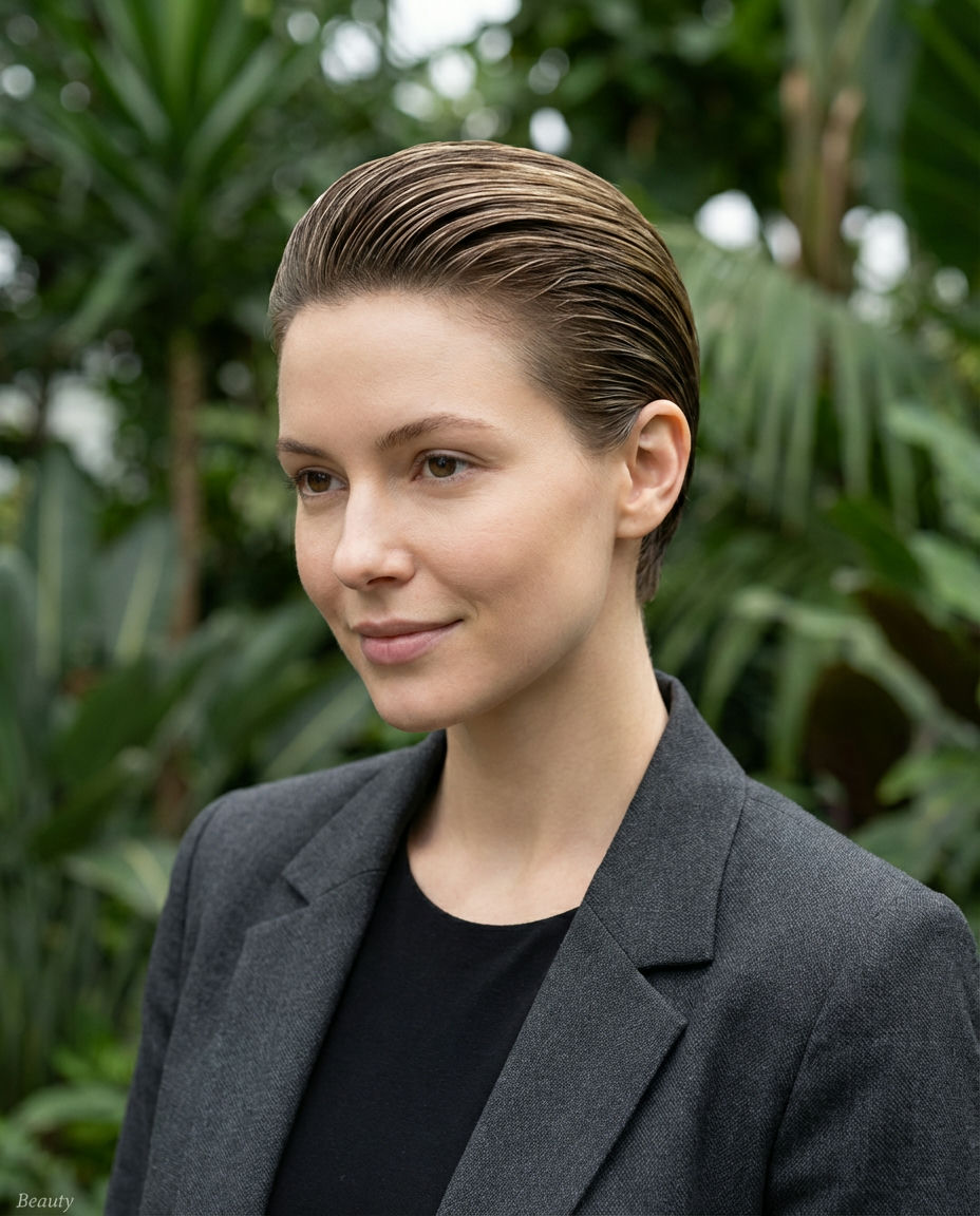 Slicked Back Pixie: Power Statement for Boardroom Presence