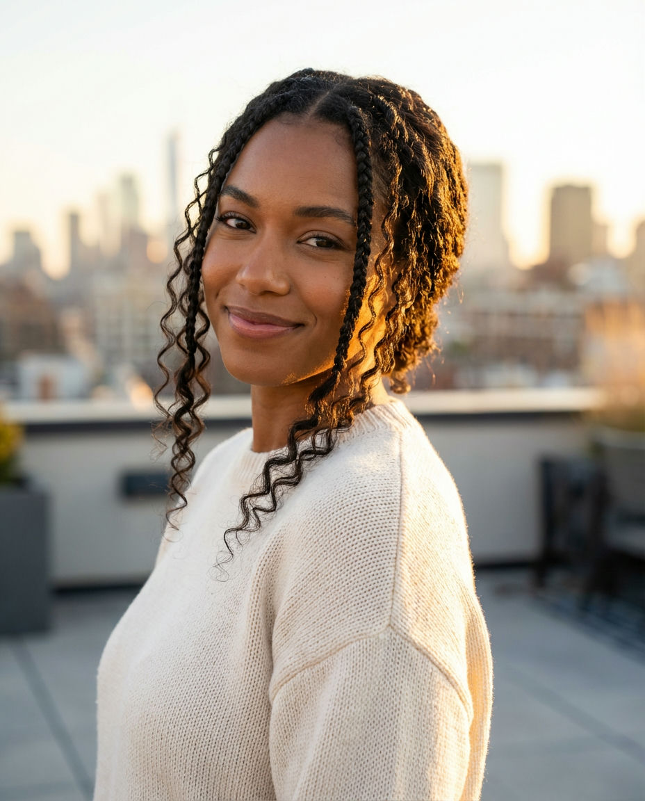 Side-Swept Bangs with Bouncy Curls
