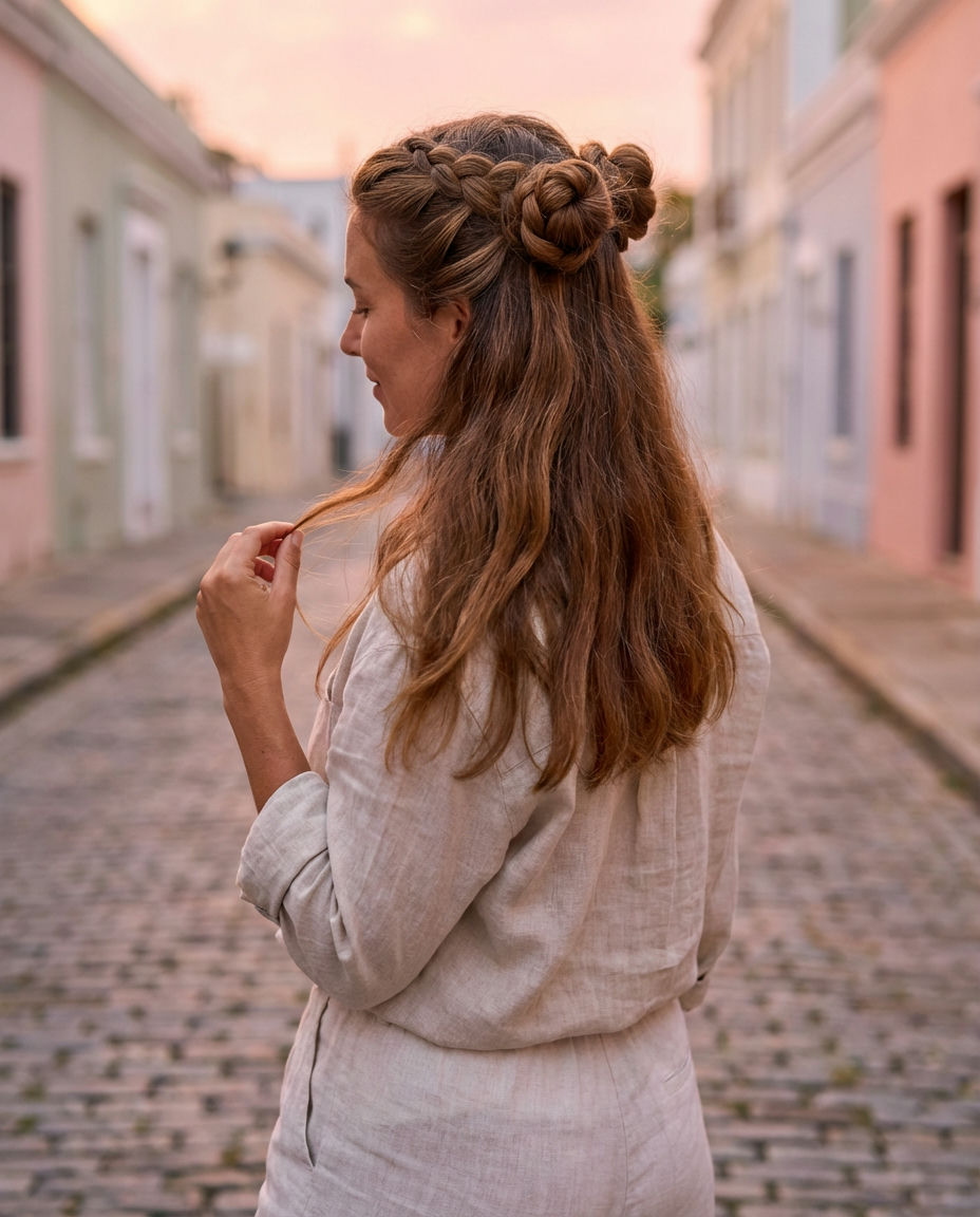 Cascading Half-Up Bun