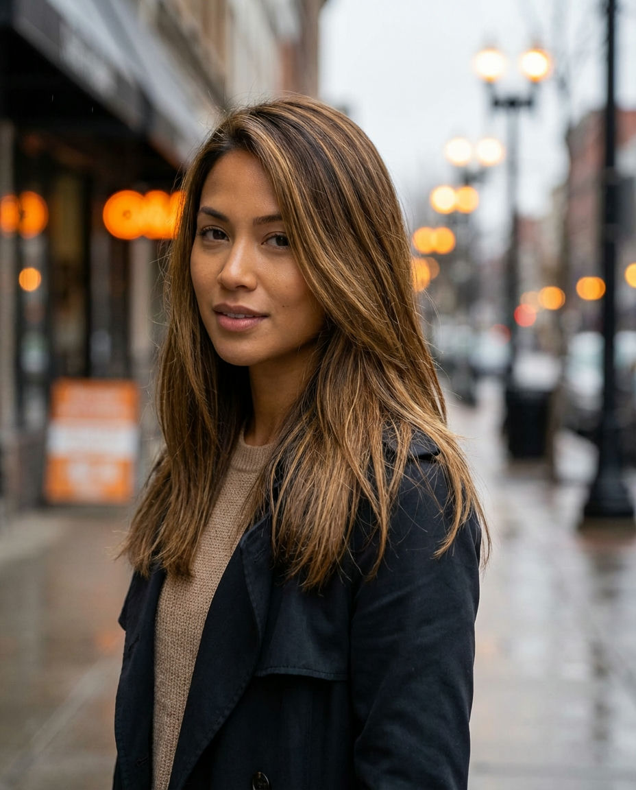Autumn-Inspired Warm Brown and Copper Highlights