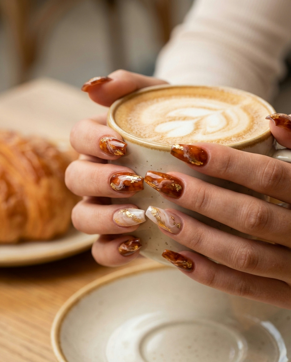 Translucent Jelly Gel Nails with Embedded Flowers