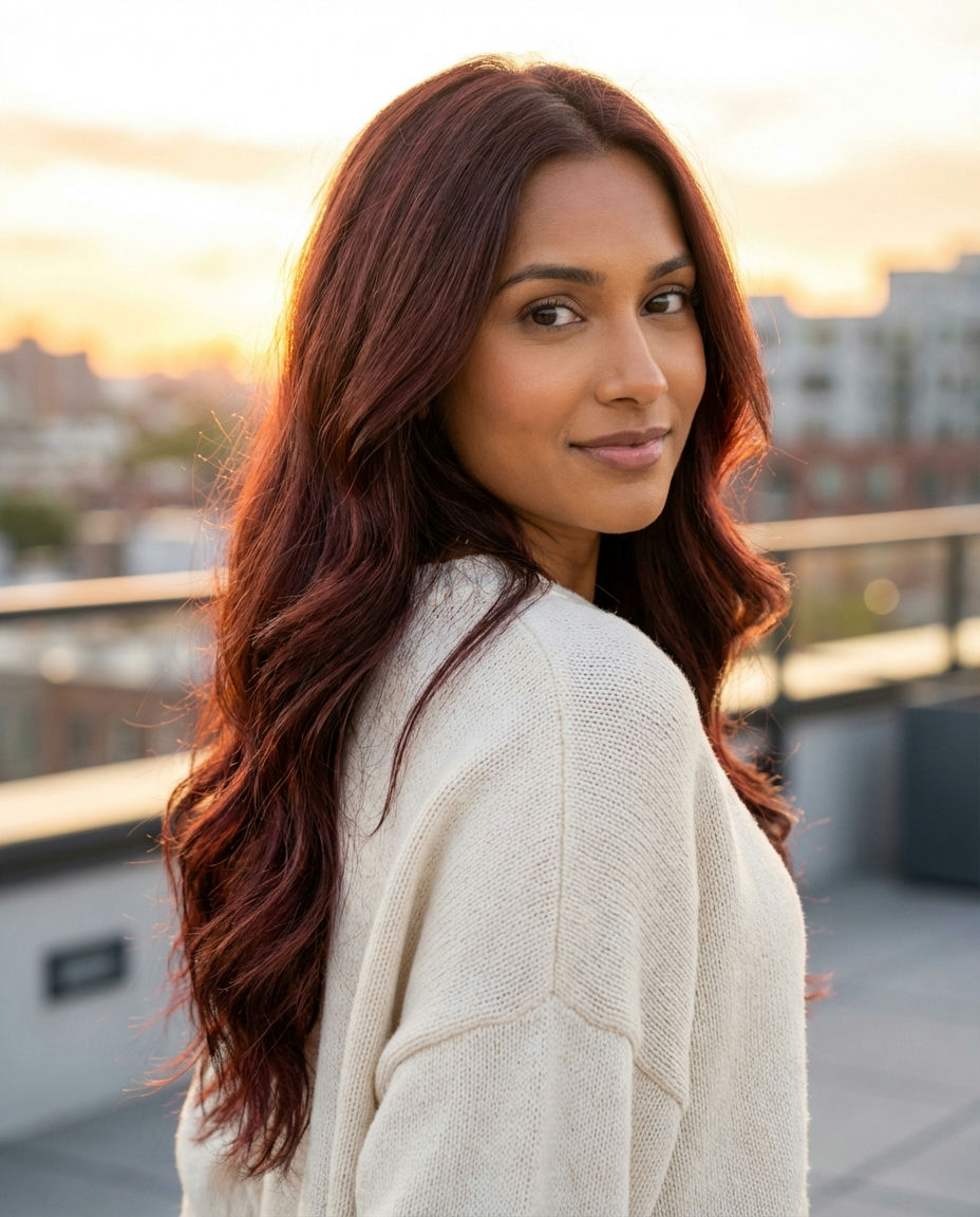 Cherry Cola Glaze for Brunette Date Night Hair