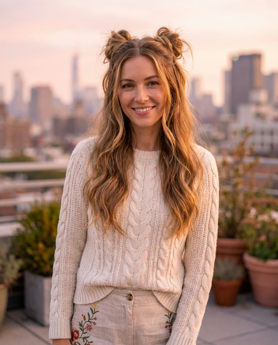 The Wavy Half-Up Bun with Tendrils