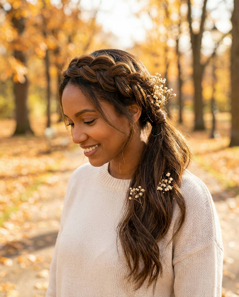 Double Braided Low Ponytail for Natural Hair