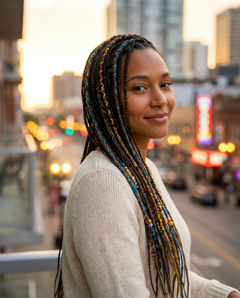 Fulani Braids Half Up Half Down Design