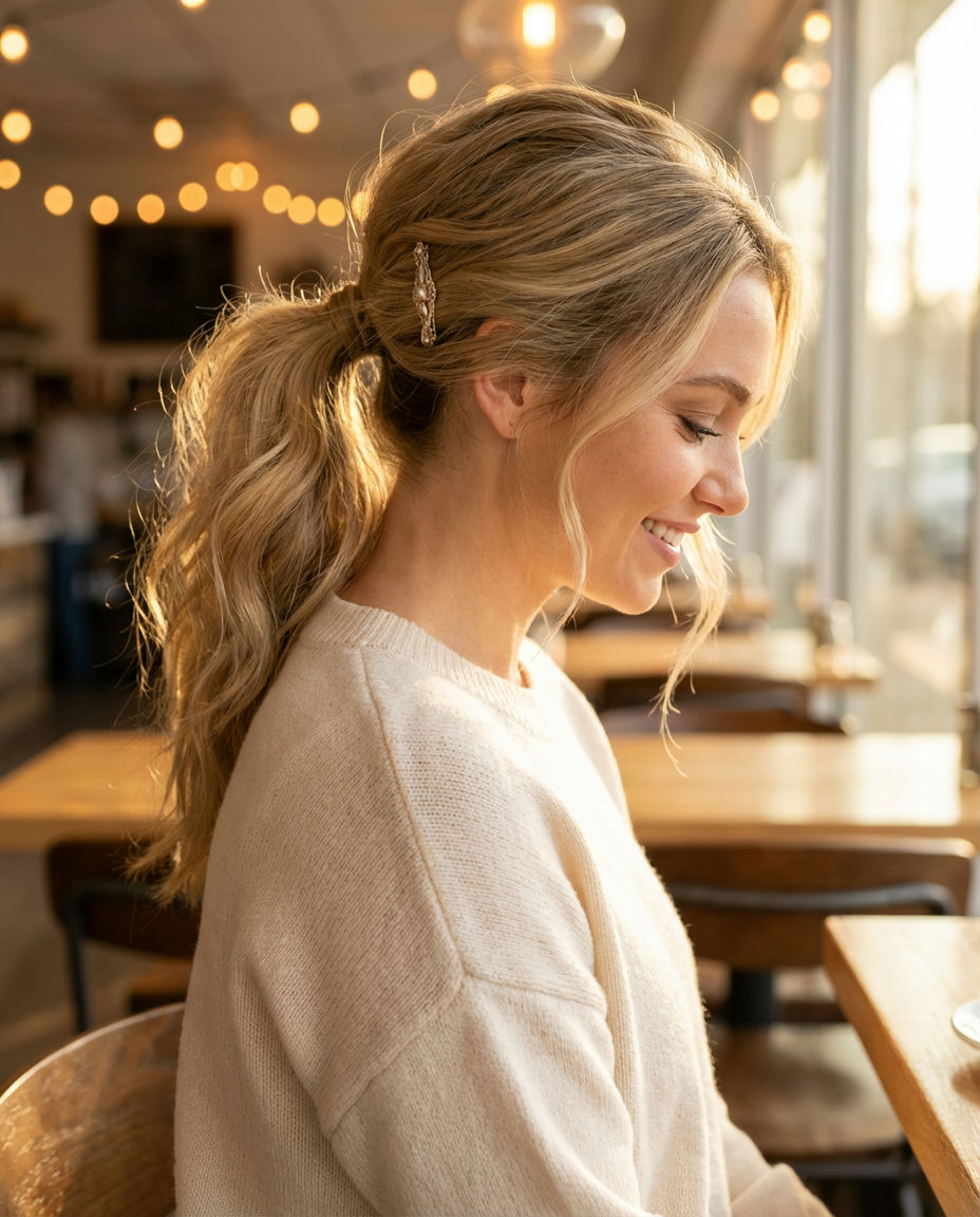 Accessorized High Ponytail with Scarf