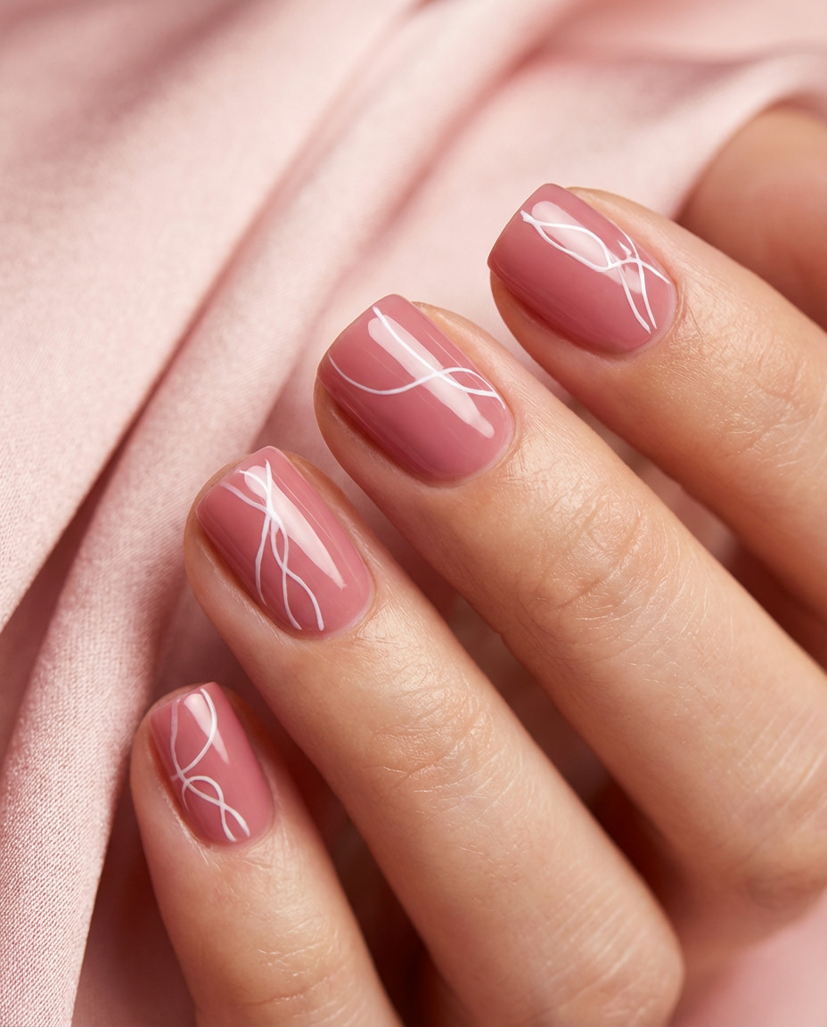 Dusty Pink with Gold Glitter Reverse French