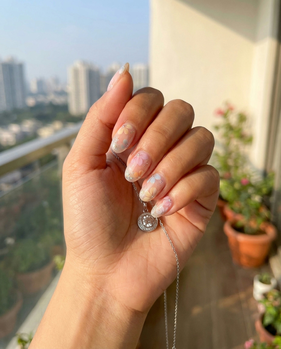 Winter Wonderland Coffin Nails with Chrome Accents