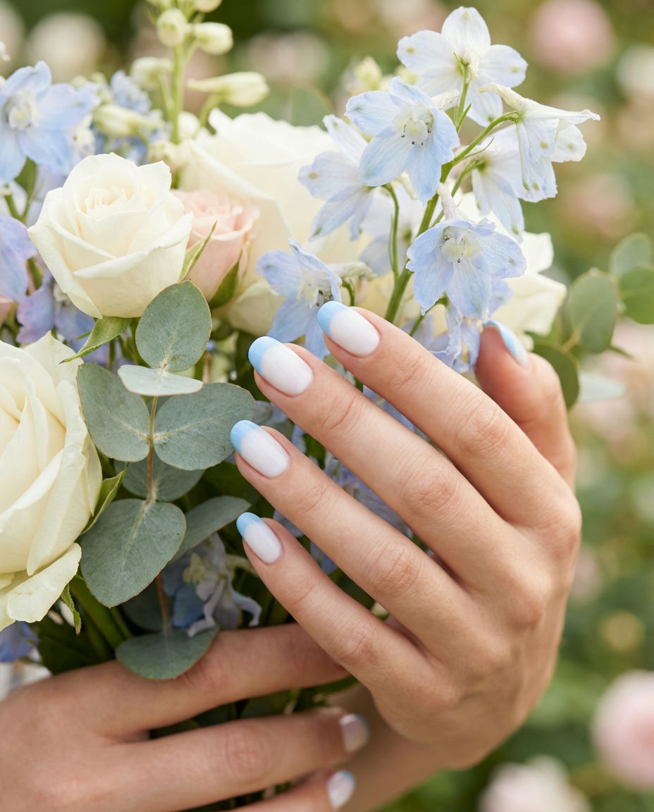 Blush Pink and Baby Blue Marble Soft Gradient