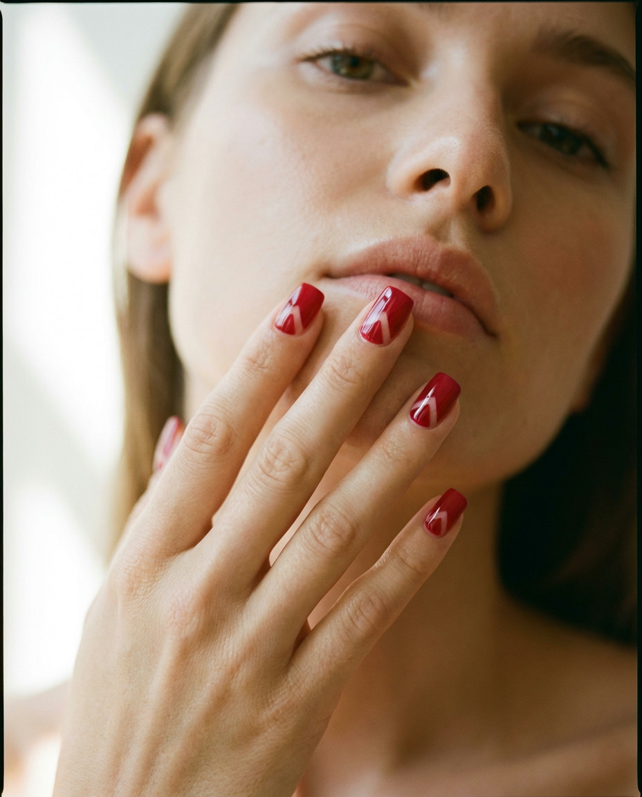 Modern Red French Tip Extensi