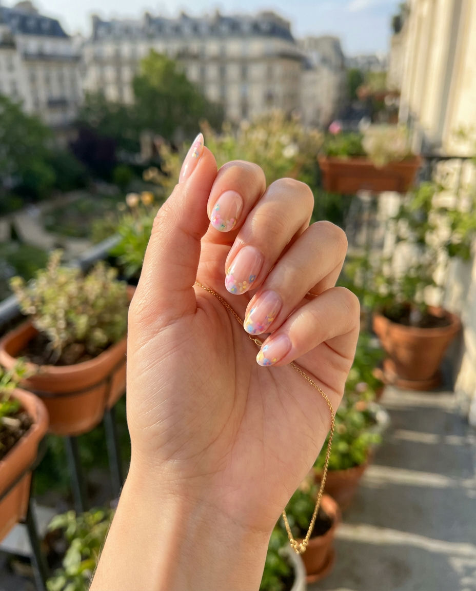 Crimson Red French Tip Acrylic with Gold Details
