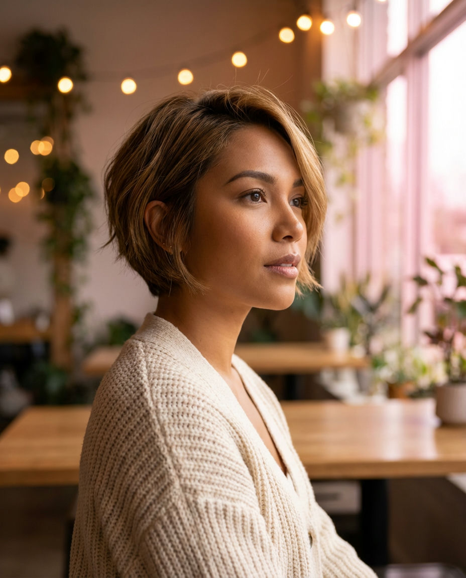 Gamine Pixie Hair: French Chic with Striped Knits