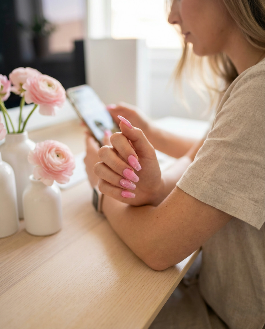 Matte Dusty Pink Almond Nails