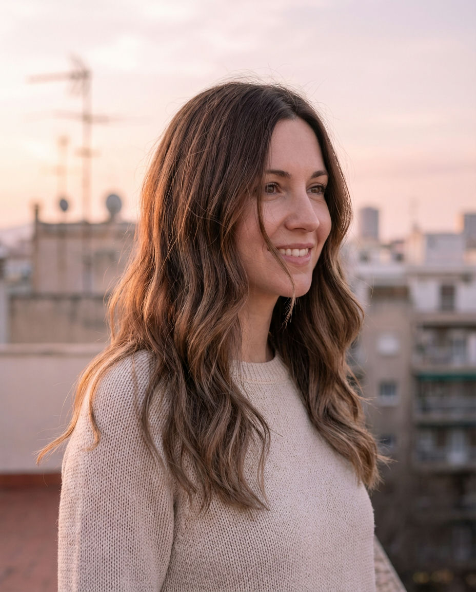 Cool Chestnut Ombre for Long, Sleek Hair