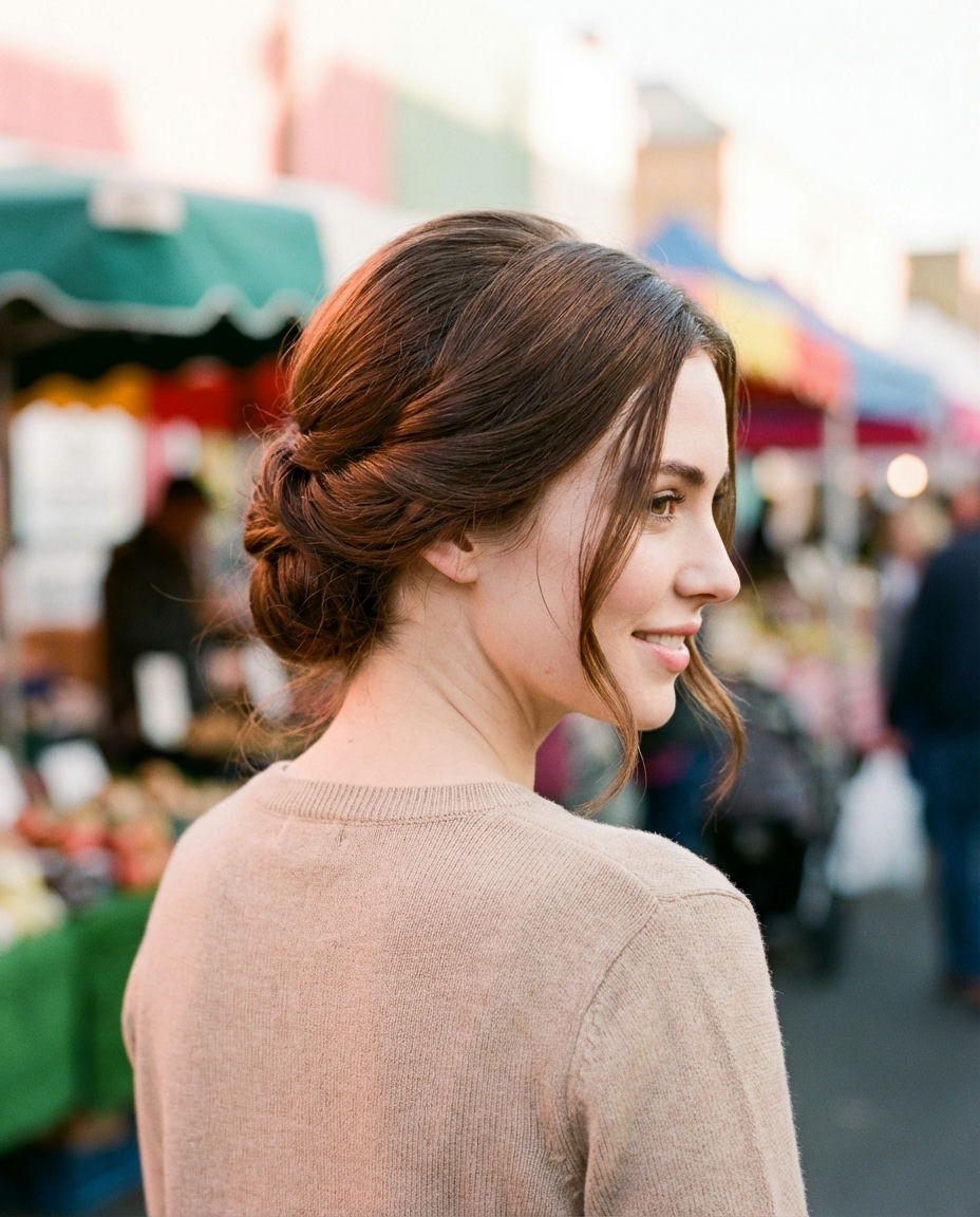 Sleek Low Bun with a Center Part