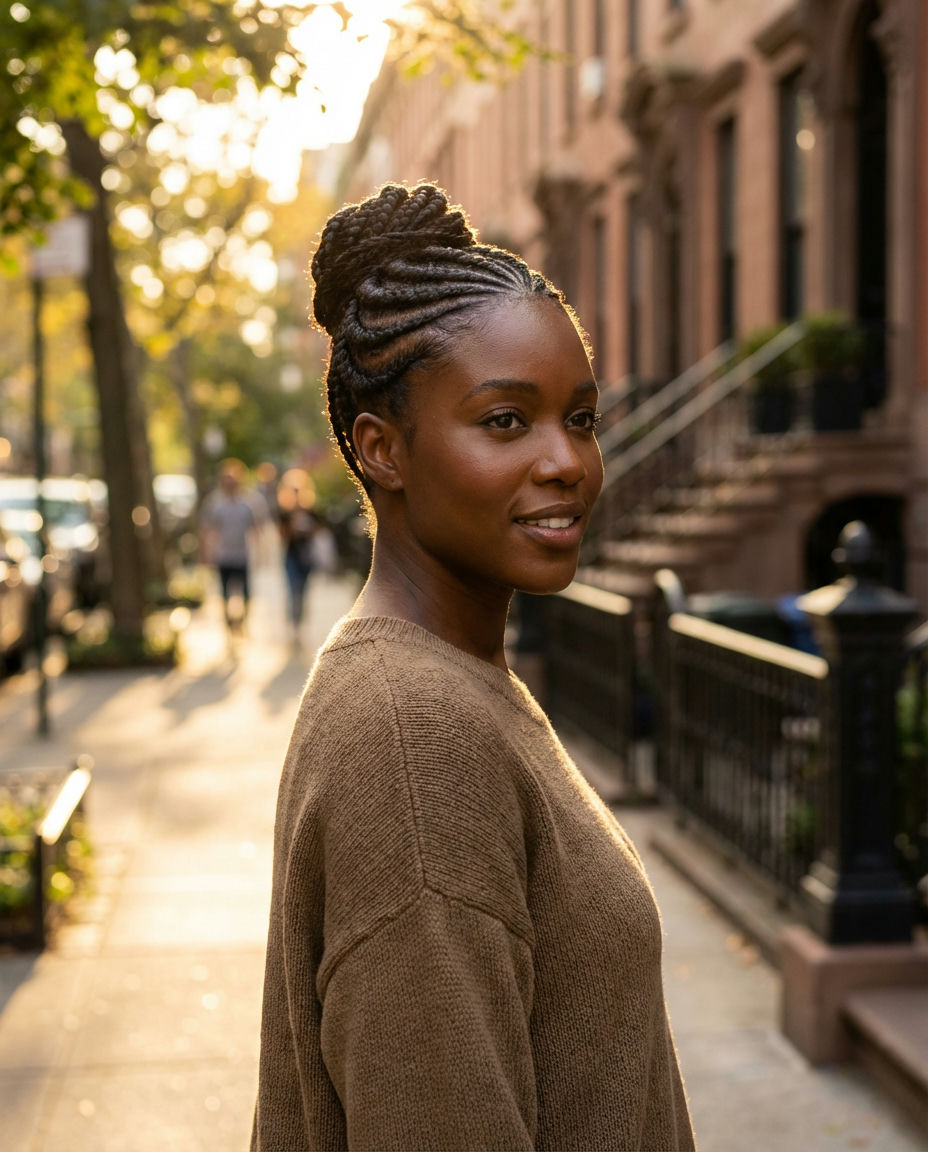 Jumbo Cornrows with Curly Ends