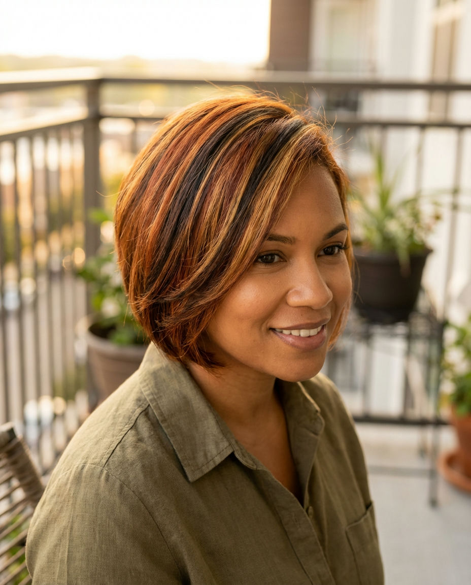 Bold Calico Statement: Short Hair with Vivid Dye