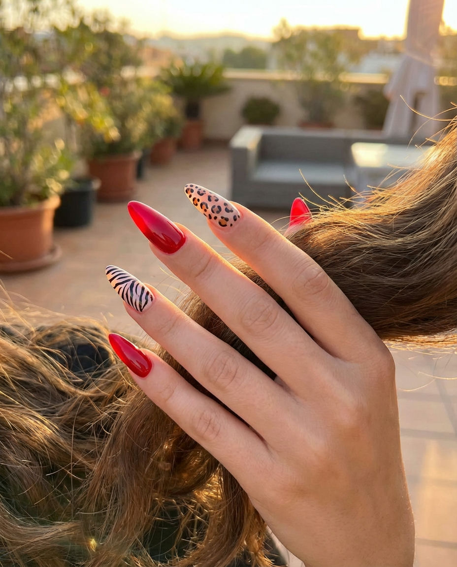 Two-Tone Crimson & Nude Glam