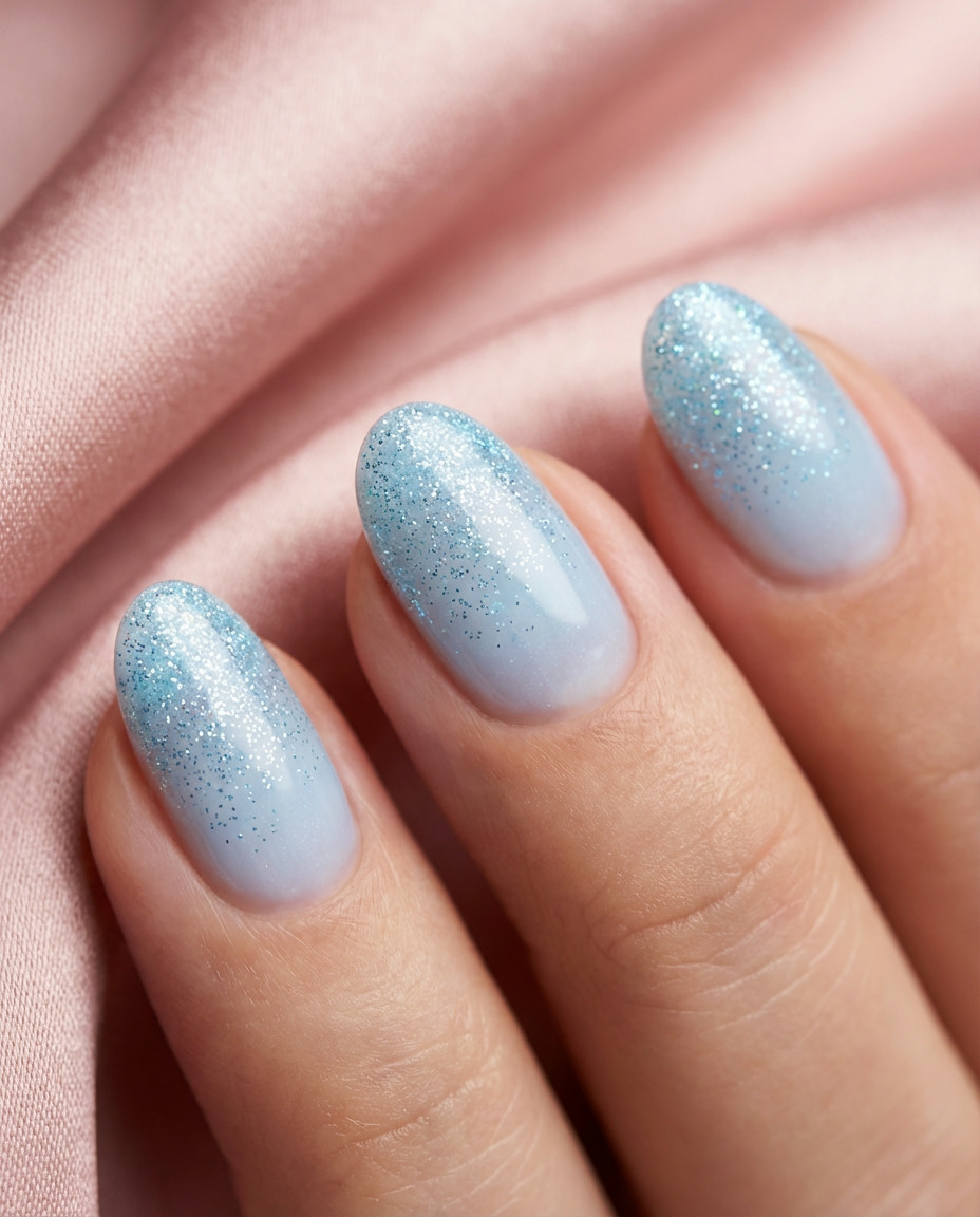 Artistic Baby Blue Abstract Nail Art Designs
