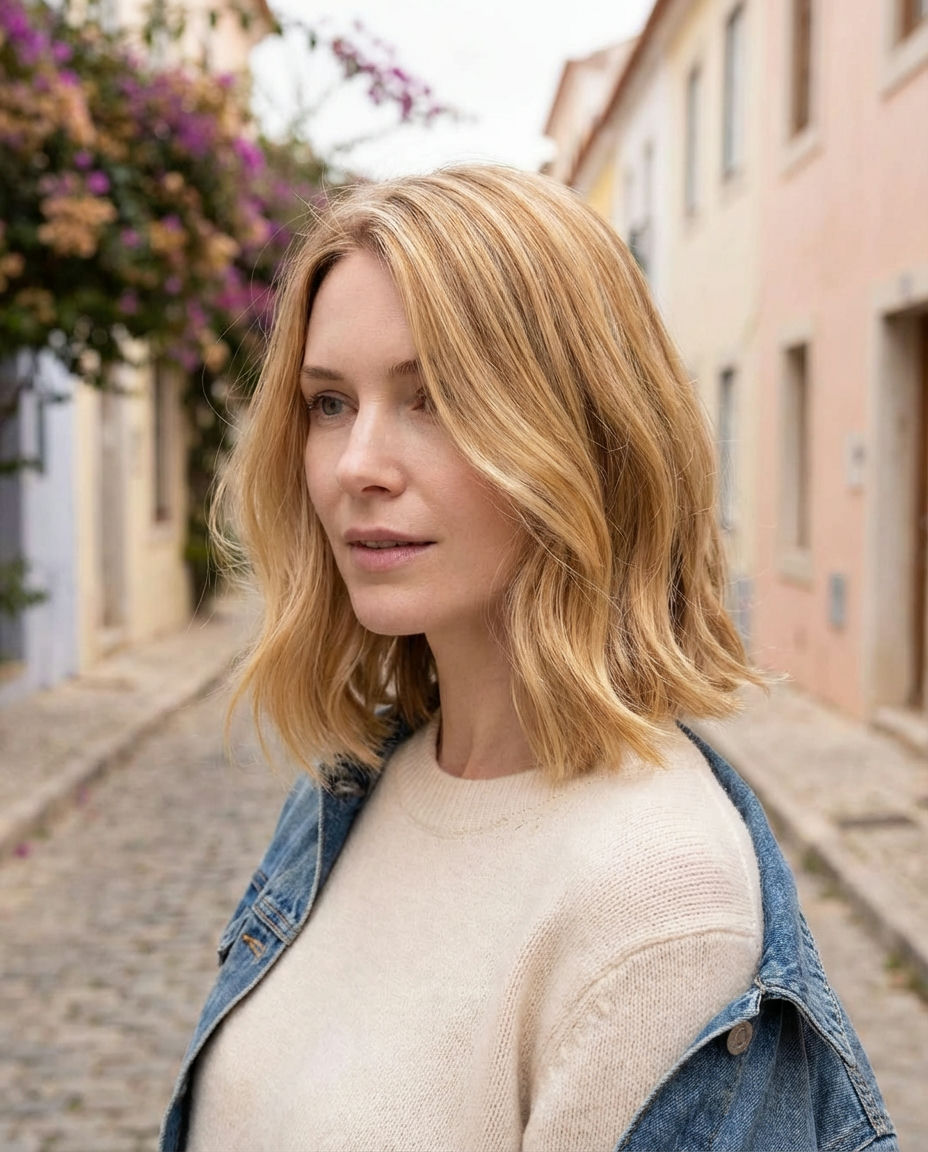 Blunt Bob with Curtain Bangs