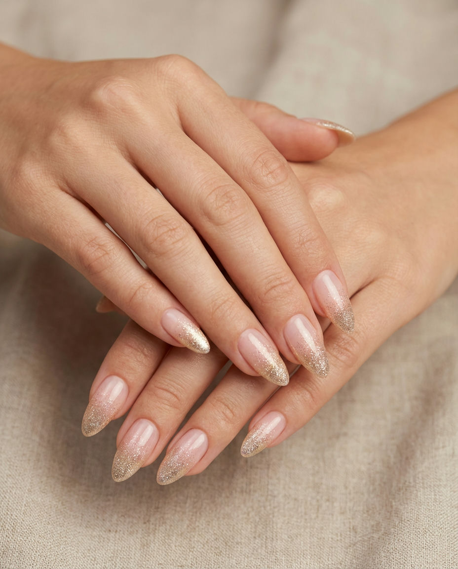 Subtle 'Barely There' Sparkle on Almond