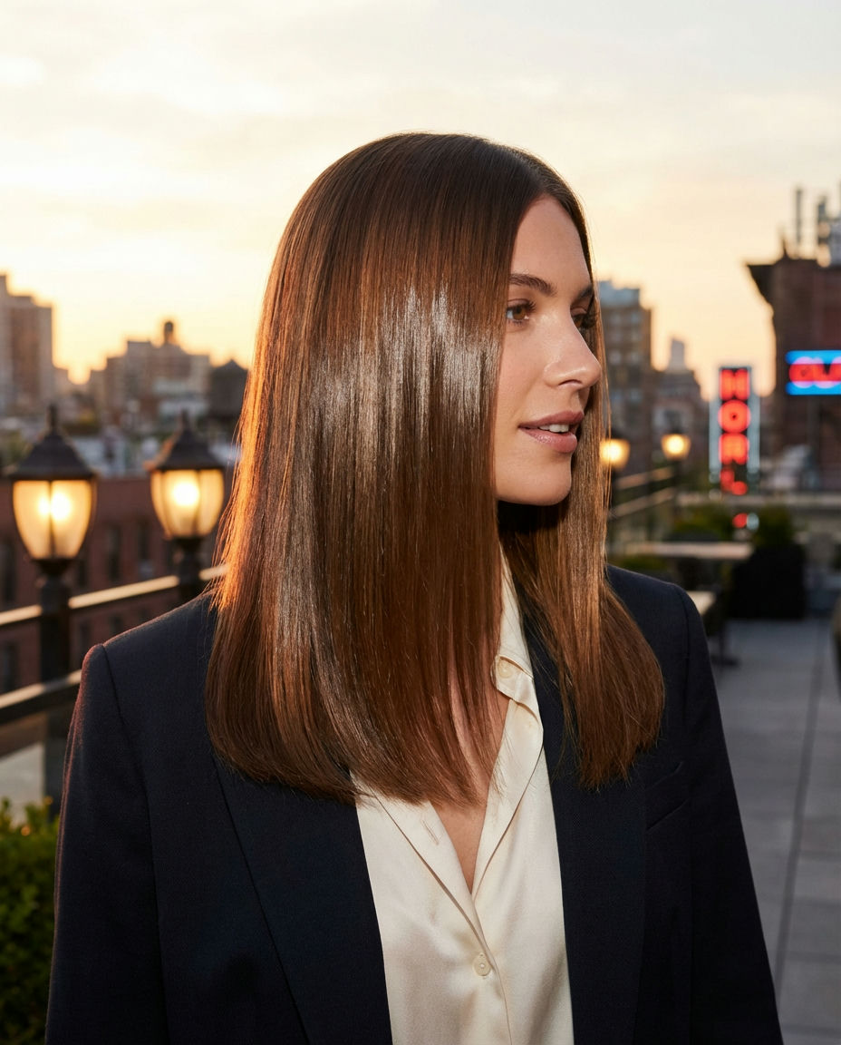 Sleek Half-Up, Half-Down with a Twist