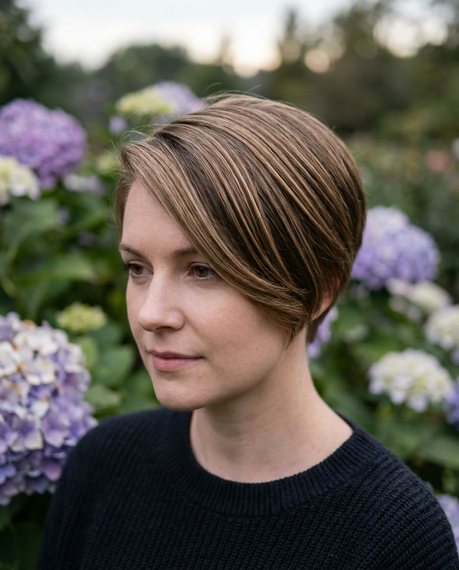 Deep Side Part Pixie: Alluring Drama for Evening Affairs