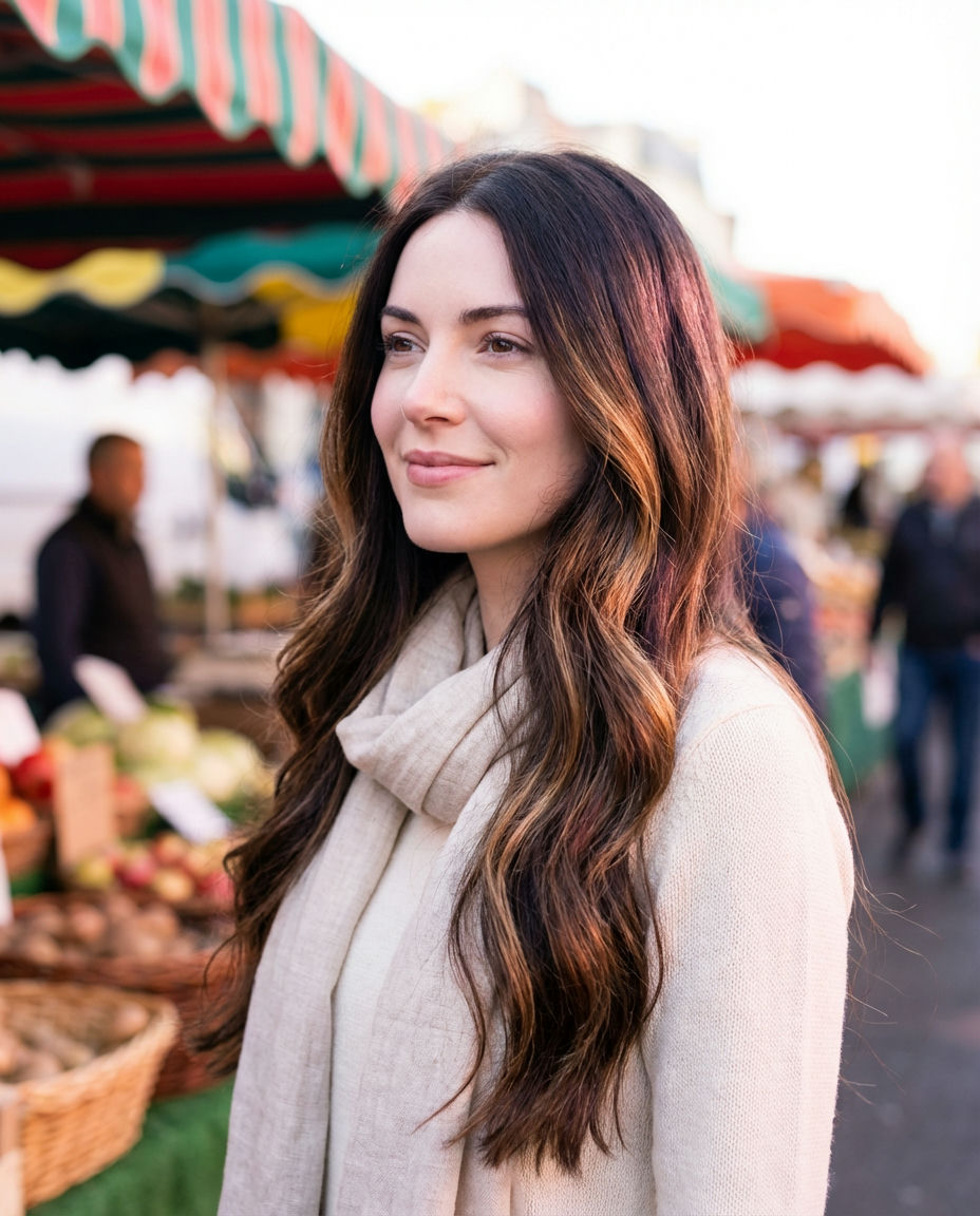 Warm Honey Highlights for Long Wavy Brown Locks