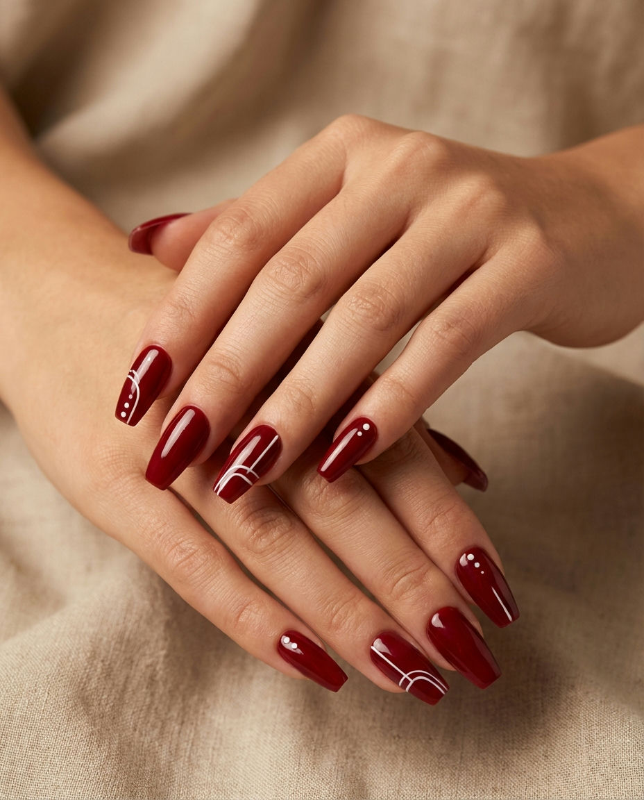 Dark Cherry Abstract Lines