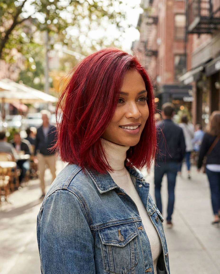 Balayage Soft Black to Dusty Rose