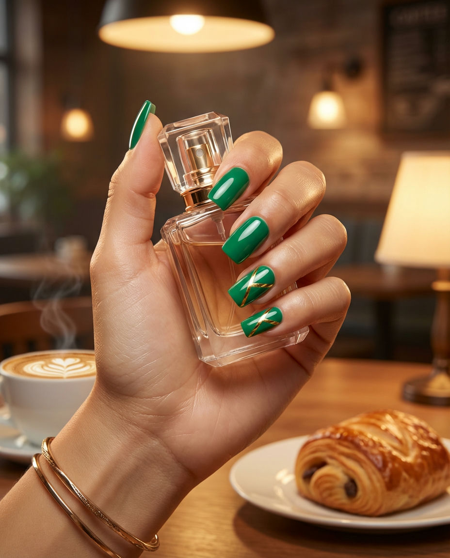 Neon Green Edges on Nude Squares