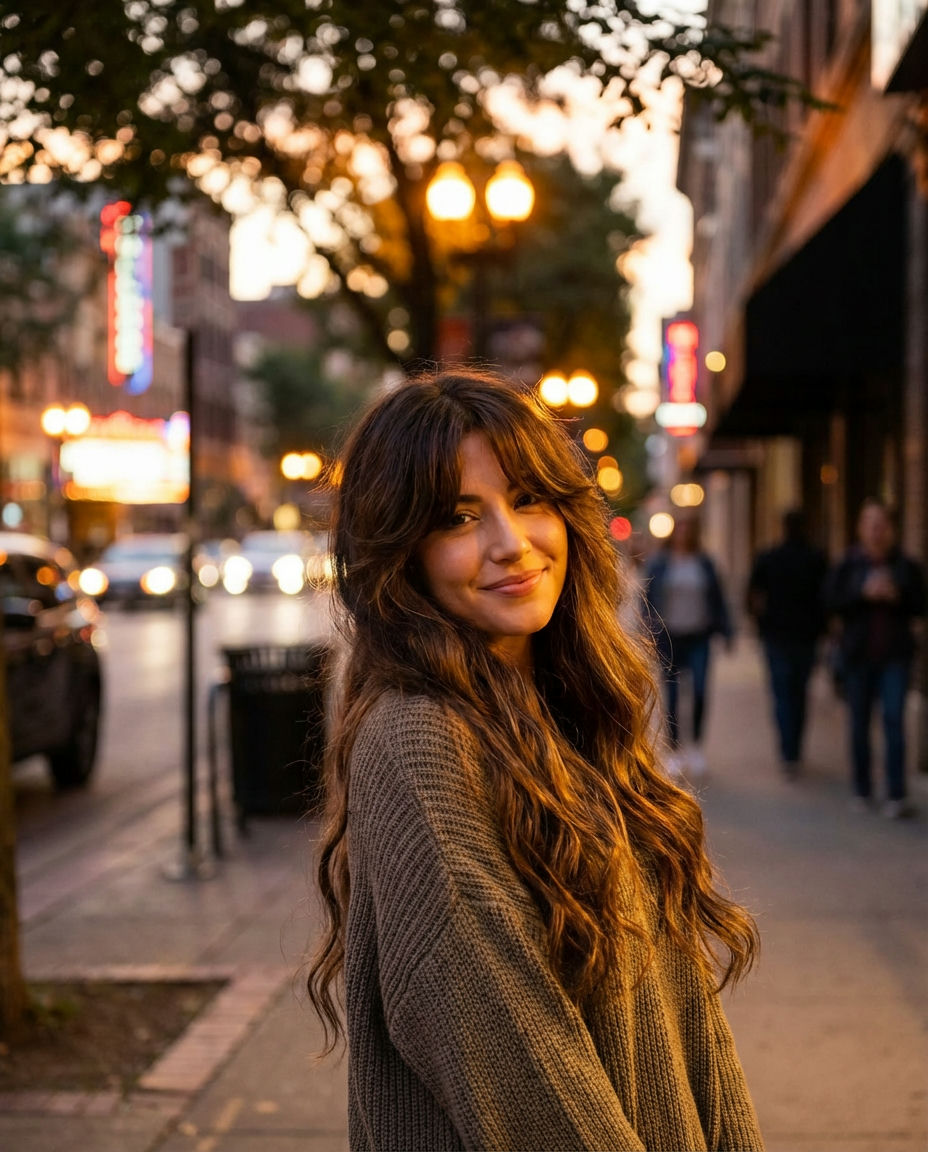 Romantic Waves with Bangs