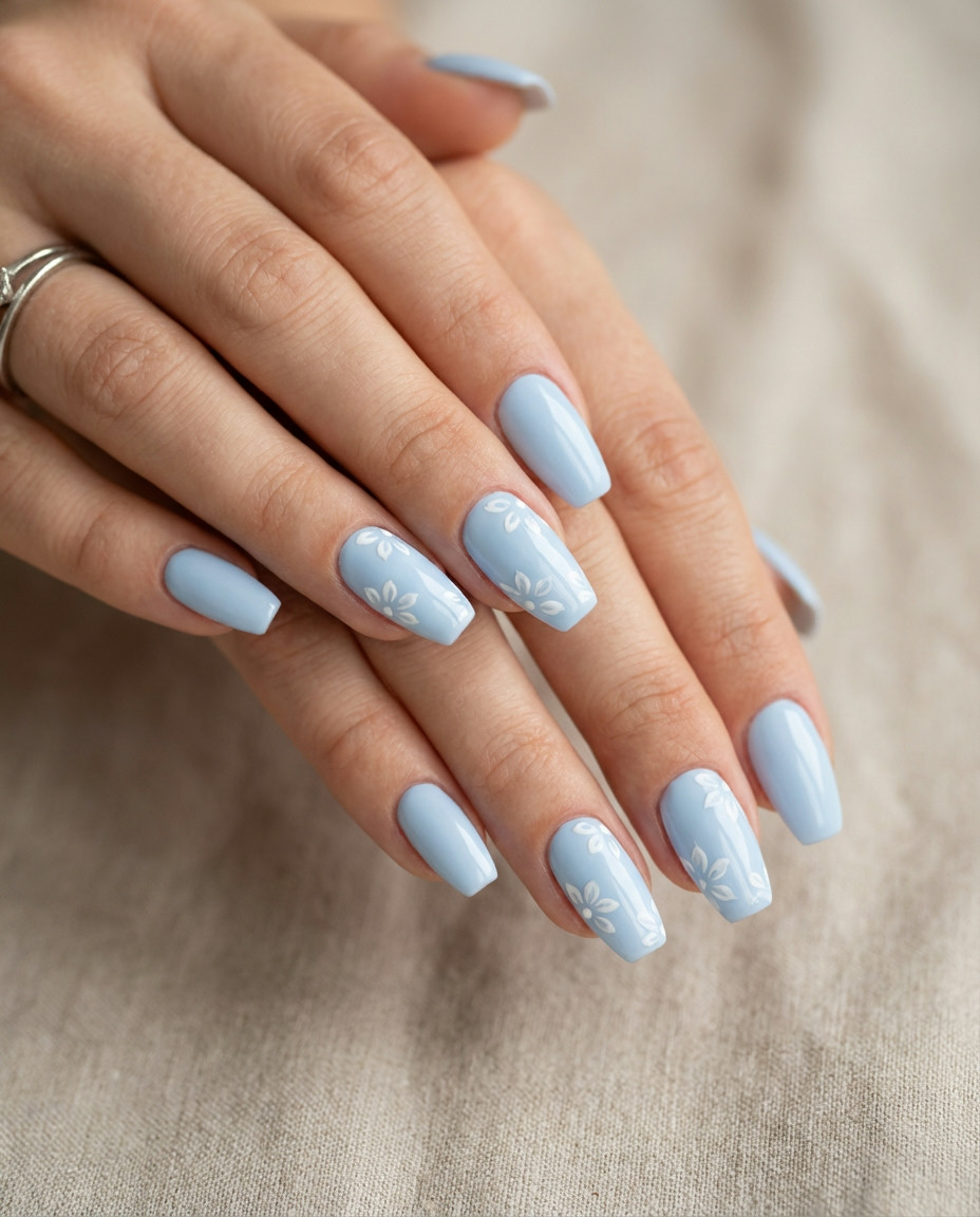 Delicate Baby Blue French Tip Manicure for Elegance