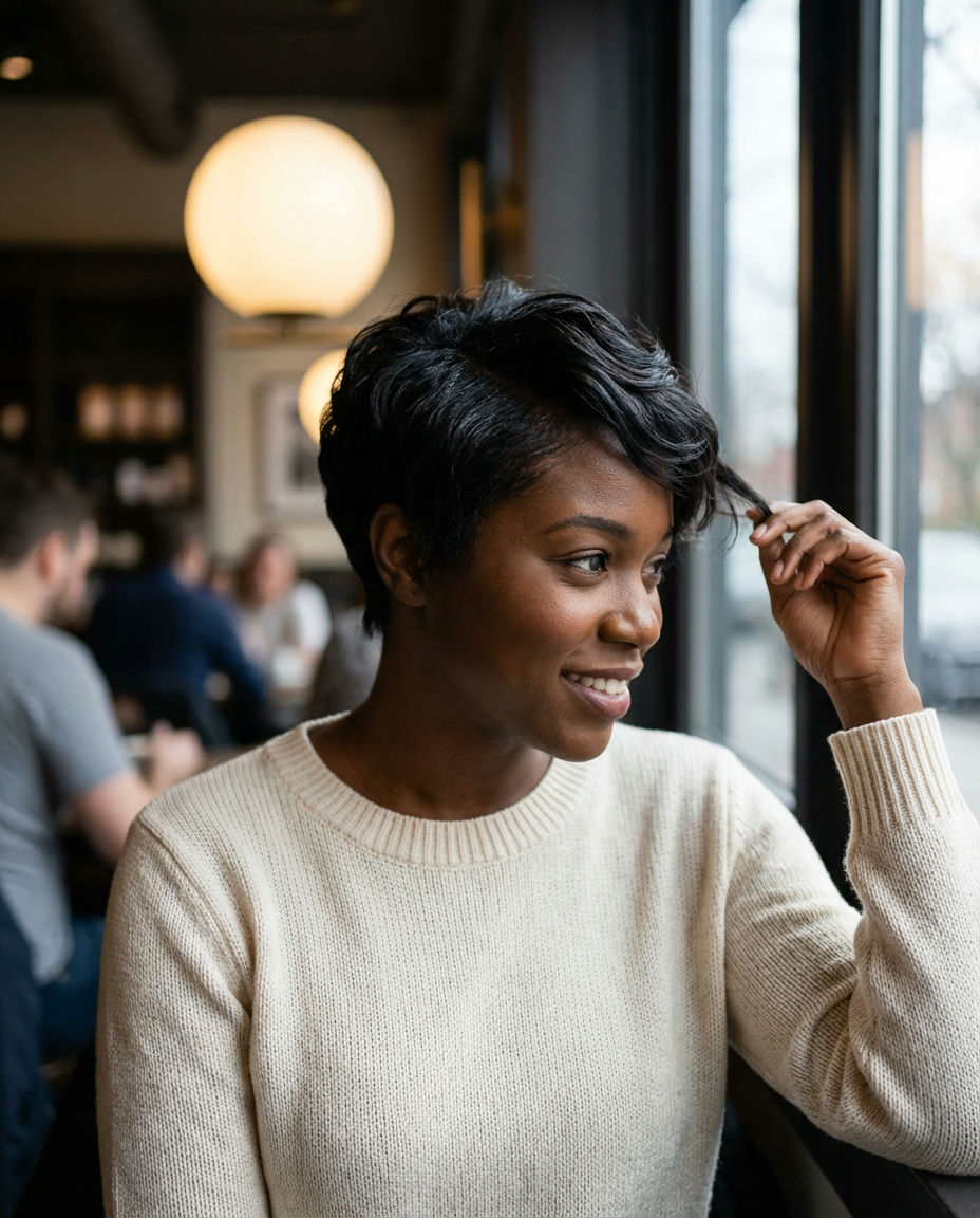 Pixie with Soft Waves: Romantic Air for Date Night Allure