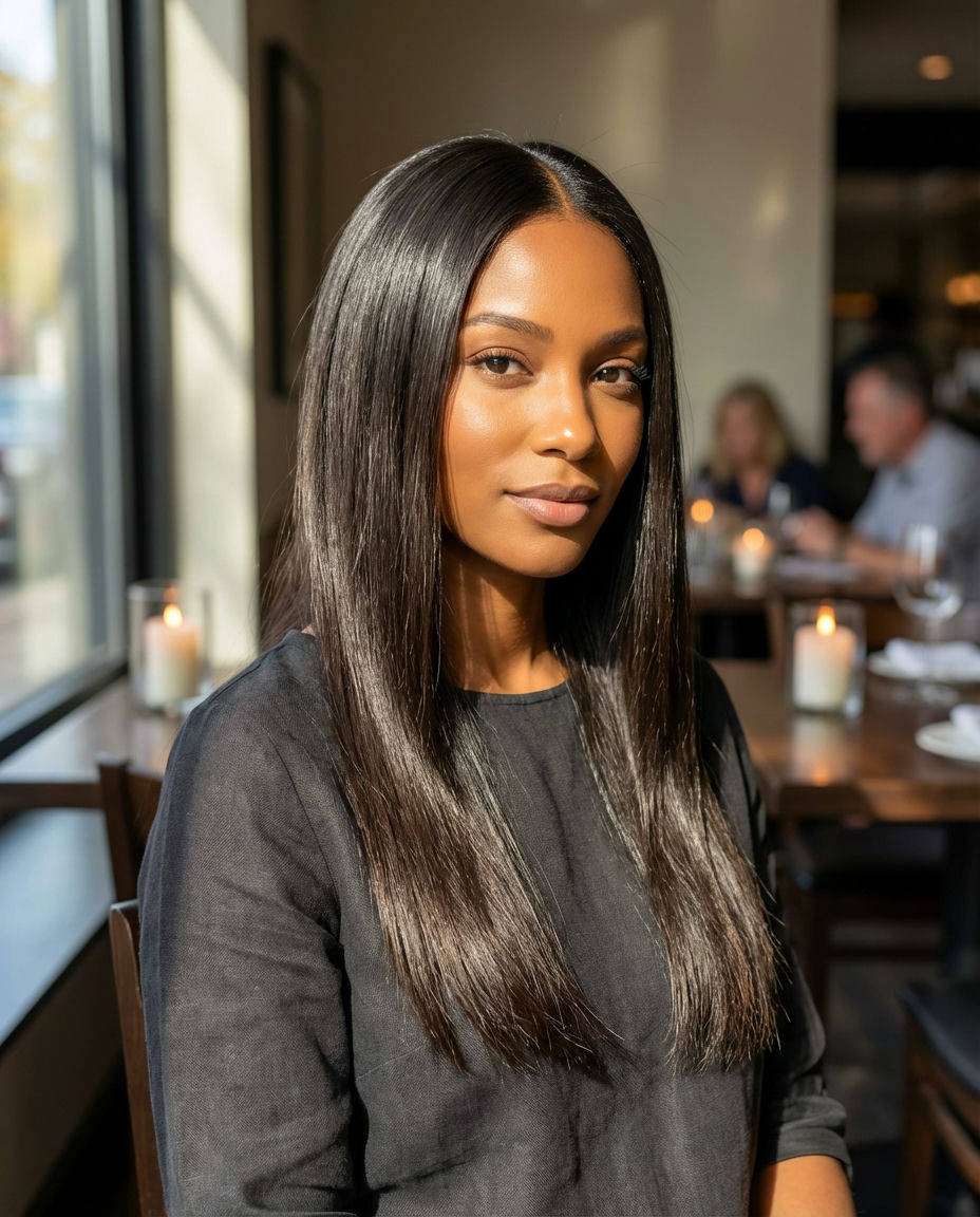 The Dramatic 'Money Piece' with Sleek Hair