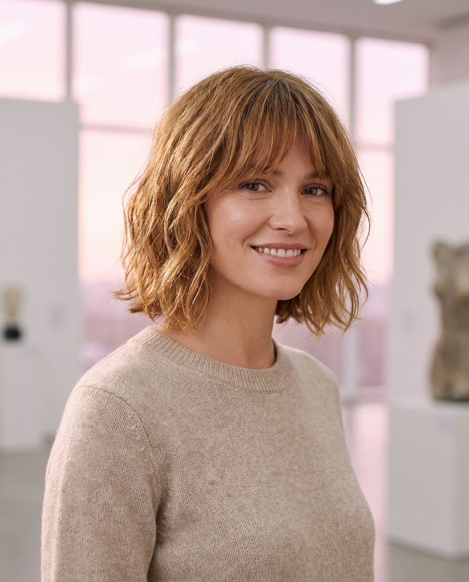 Choppy Curly Blonde Bob
