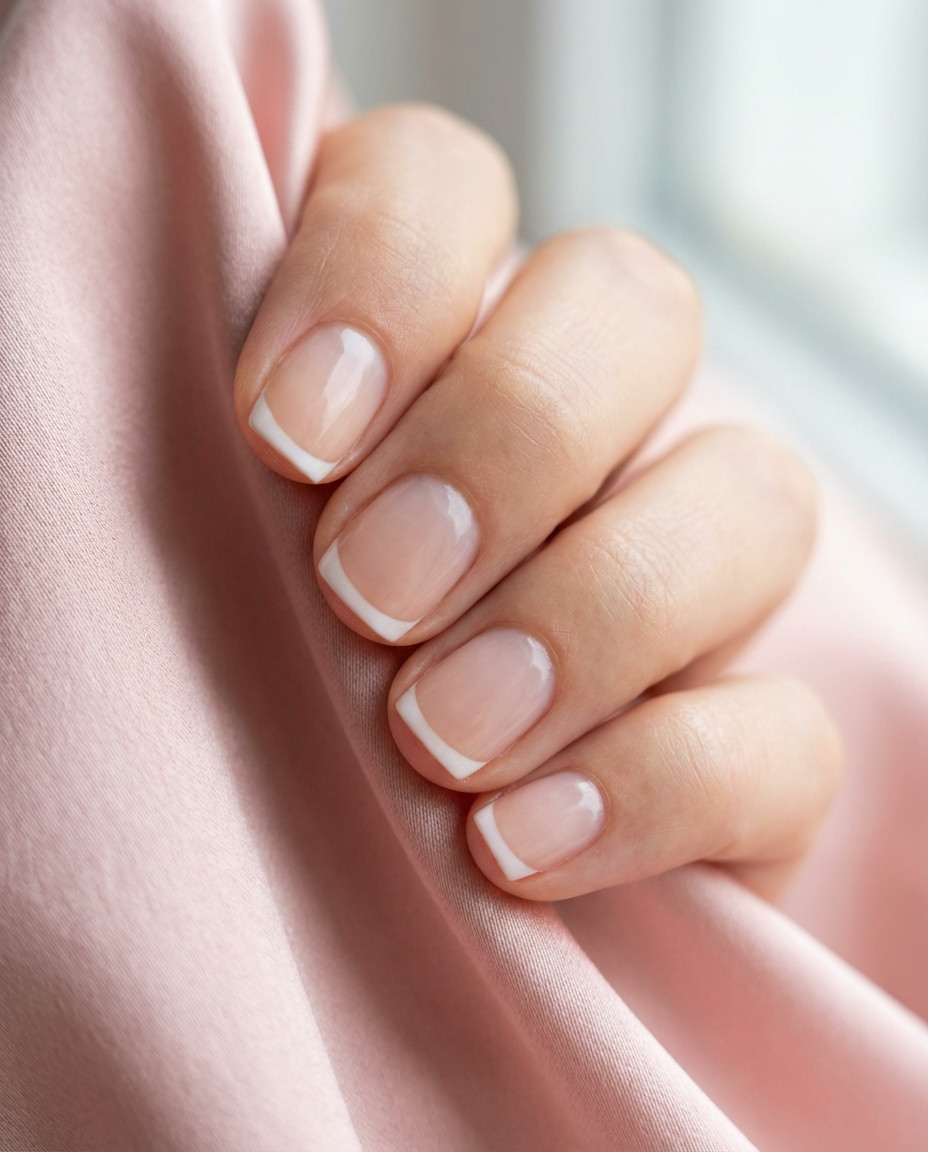 Delicate Floral French Acrylic Designs on Short Lengths