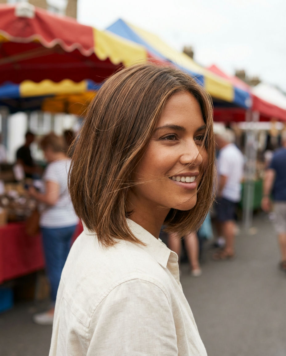 Medium Length with Flipped Ends (Hair Straight)