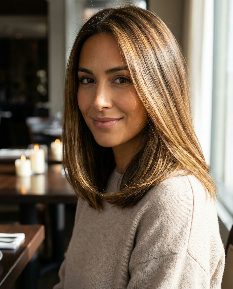 Gym-Friendly Messy Bun with Peekaboo Brown Balayage
