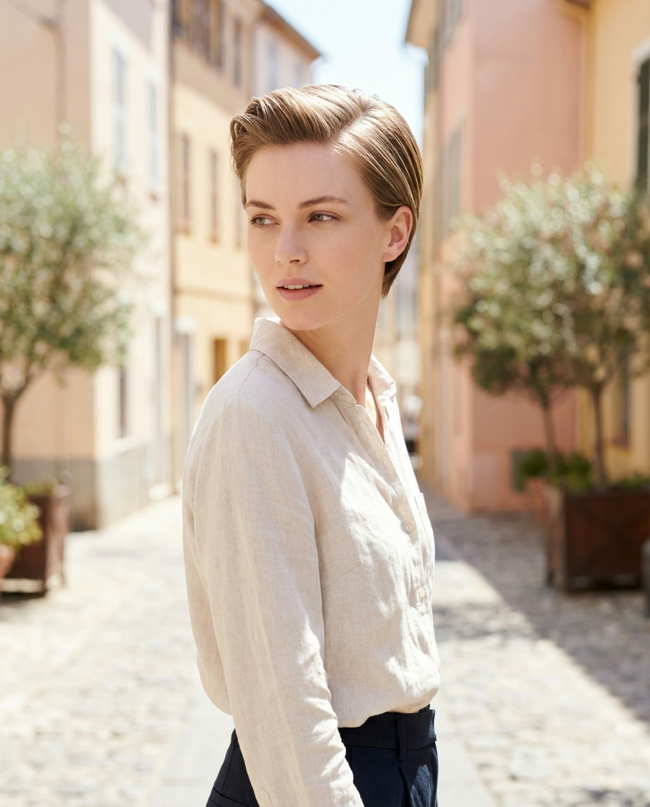Side-Parted Pixie with Height (Hair Round Face)