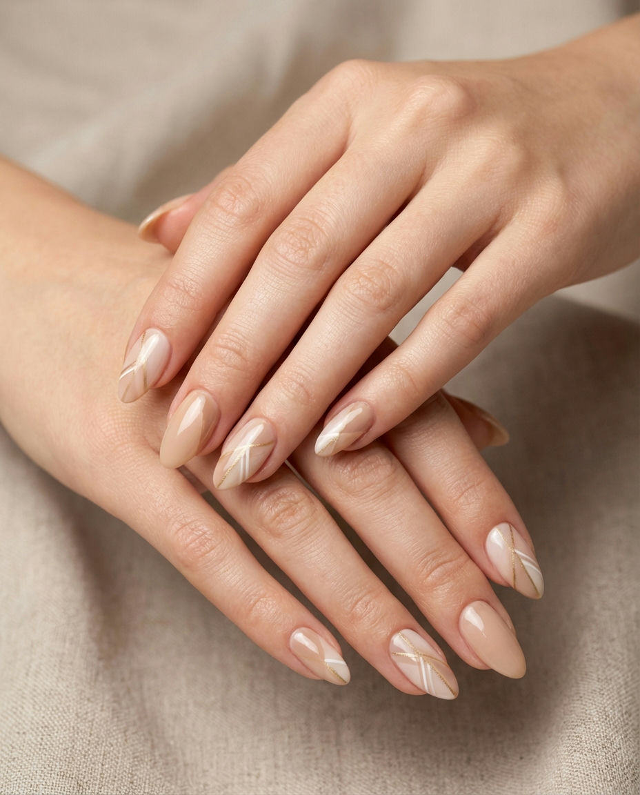 Sleek Black Gel Nails with Gold Foil Details