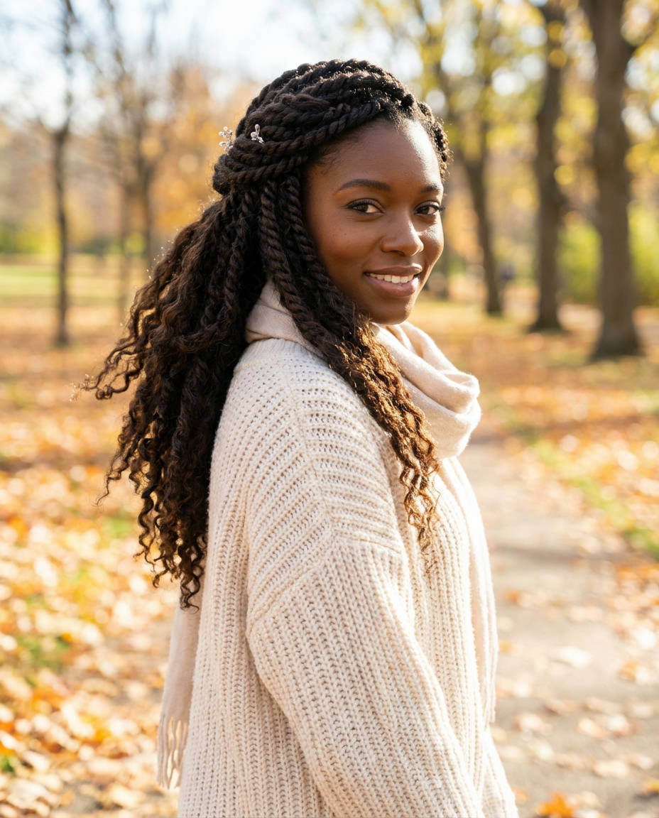 Textured Half-Up with Volume